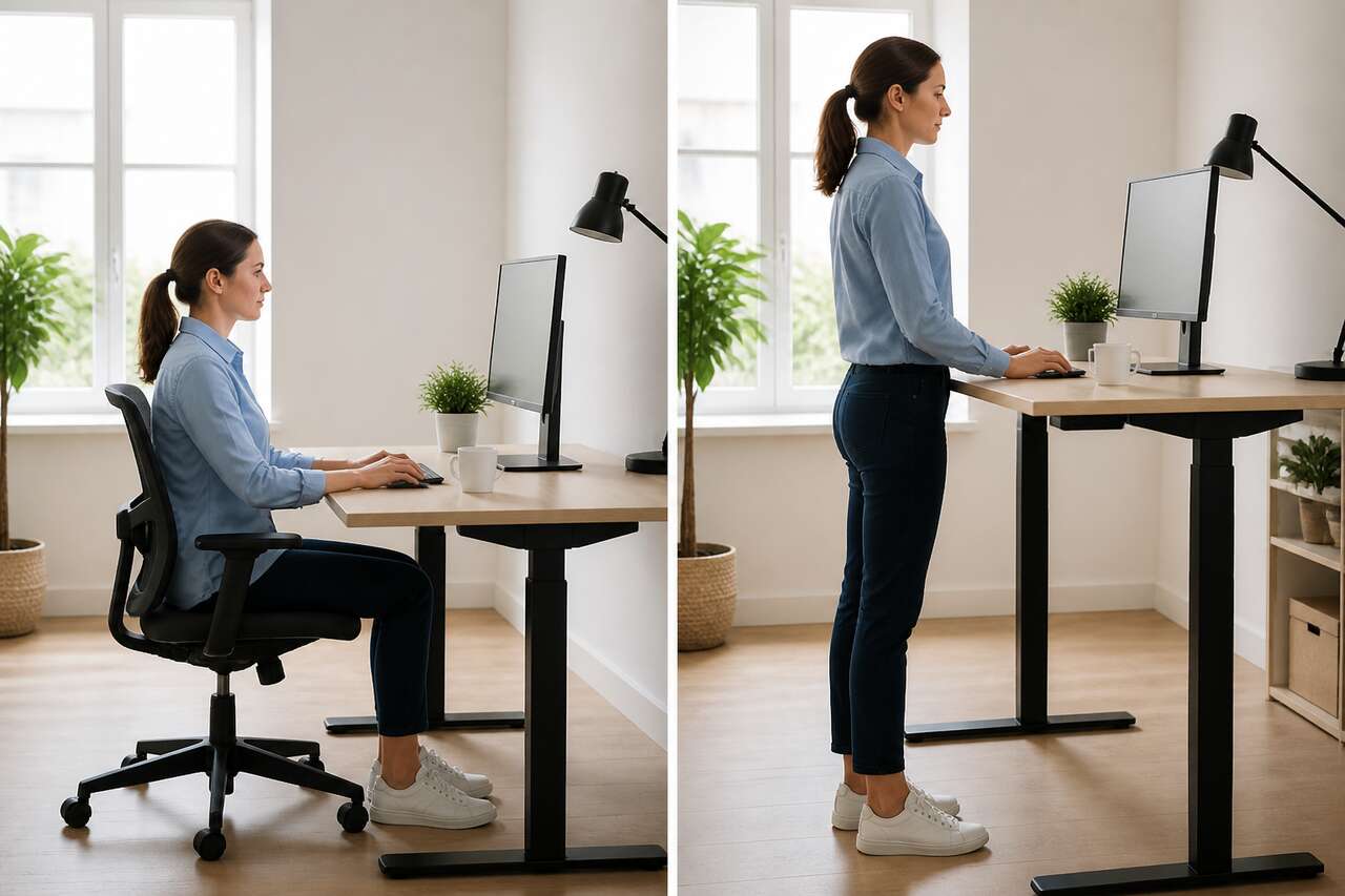 Au bureau &agrave; la maison: corriger la posture et alterner assis debout