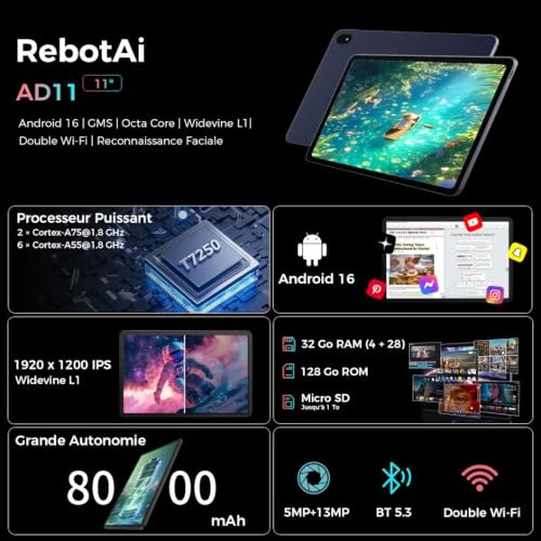 Découvrez notre test complet de la tablette RebotAi 2027 avec Gemini AI intégré et écran IPS haute définition. Performances, design et fonctionnalités analysées en détail. 