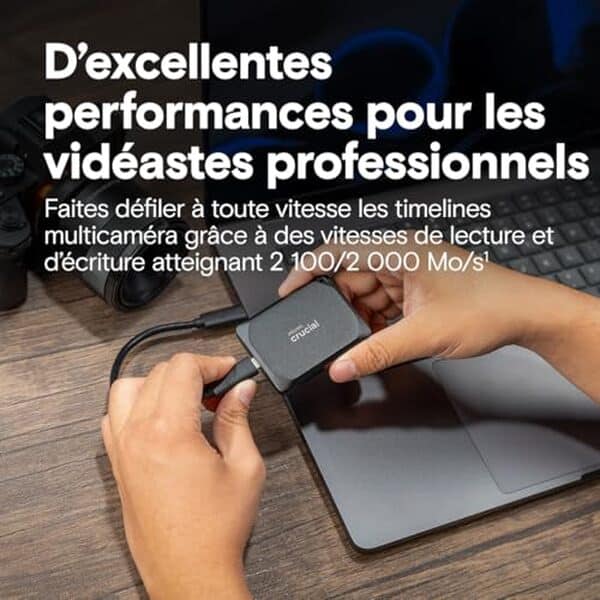 Découvrez notre test complet du Crucial X10 Pro, le SSD portable haute performance avec des vitesses jusqu'à 2100 Mo/s. Caractéristiques, avantages et avis d'expert.