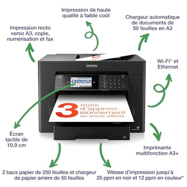 Découvrez notre test détaillé de l'Epson WorkForce WF-7840DTW : caractéristiques, performances et avis sur cette imprimante multifonction A3+ professionnelle.