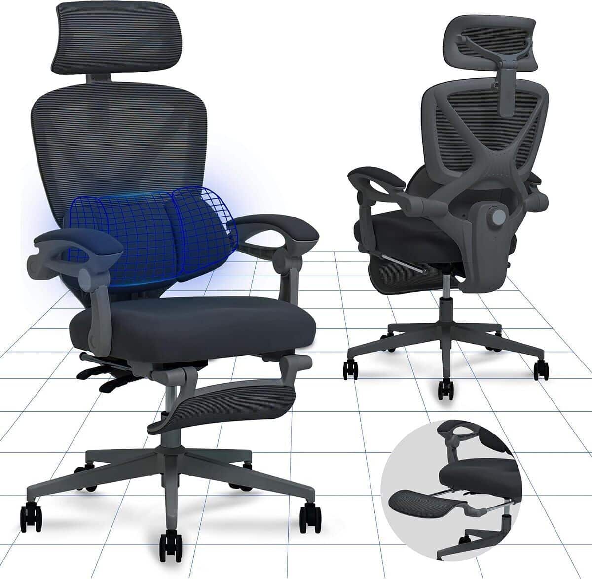 Test : chaise de bureau ergonomique Flexispot OC4 avec soutien lombaire et inclinaison ajustable