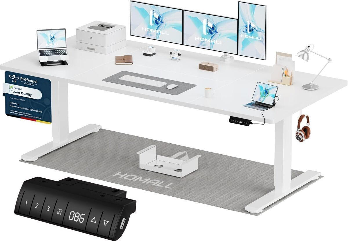 Test du bureau réglable Homall assis-debout 200×80 cm blanc
