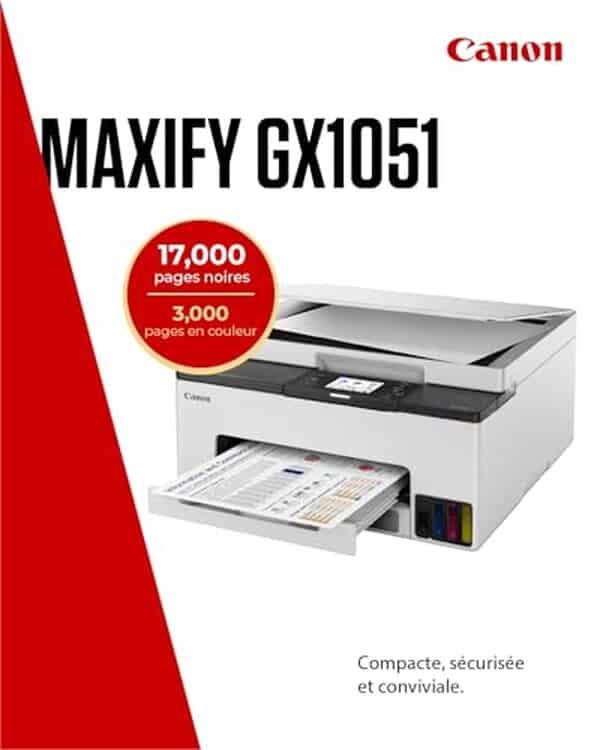 Découvrez notre test complet du Canon MAXIFY GX1051, l'imprimante multifonction megatank idéale pour les petits bureaux. Qualité d'impression, consommation d'encre et fonctionnalités analysées.