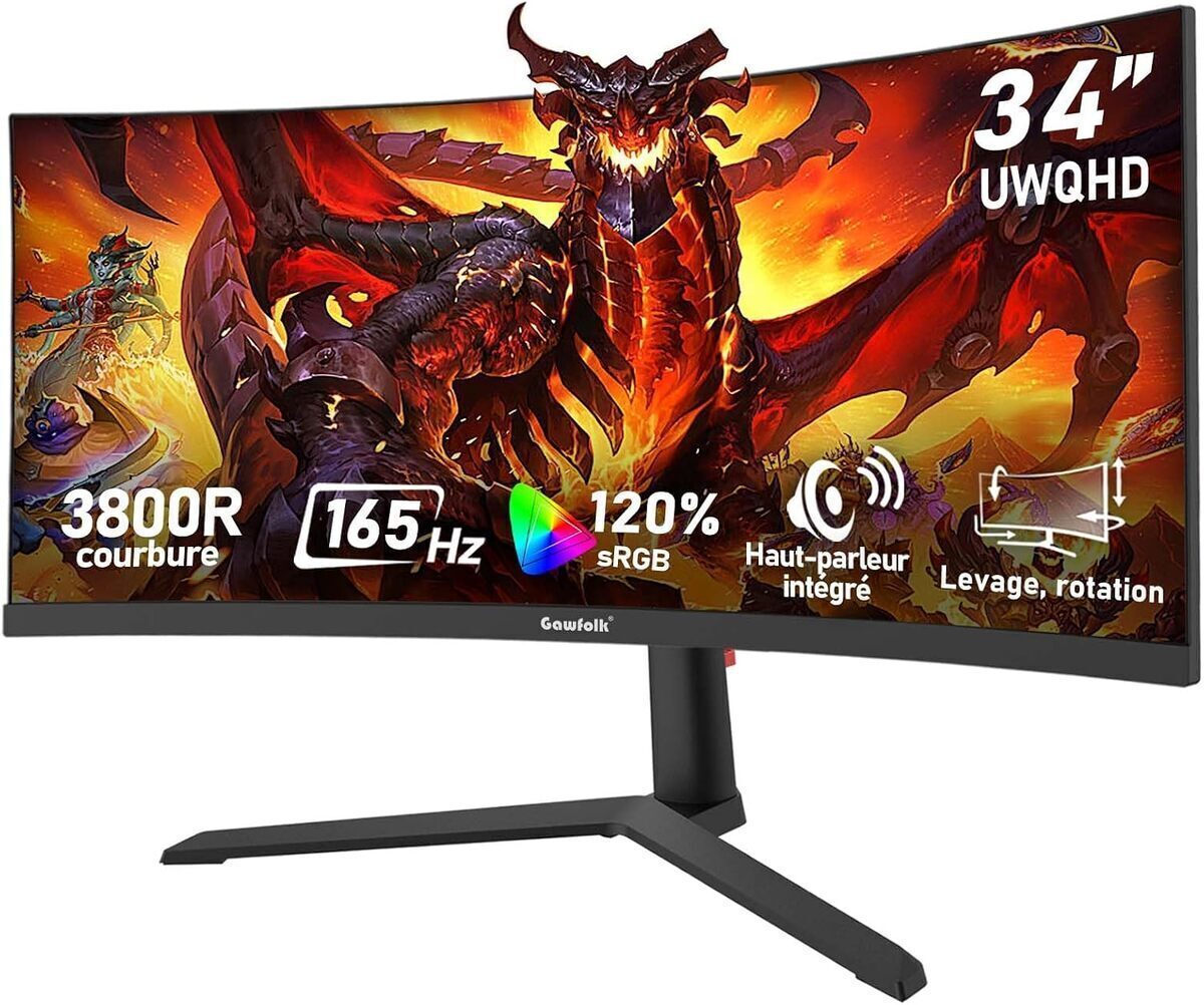 Test du moniteur gaming Gawfolk 34 pouces ultrawide 165 Hz