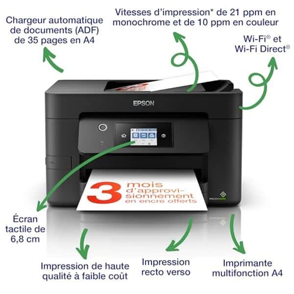 Découvrez notre test complet de l'imprimante multifonction Epson WorkForce WF-3820DWF : performances professionnelles, vitesse d'impression et qualité d'image pour votre espace de travail à domicile.
